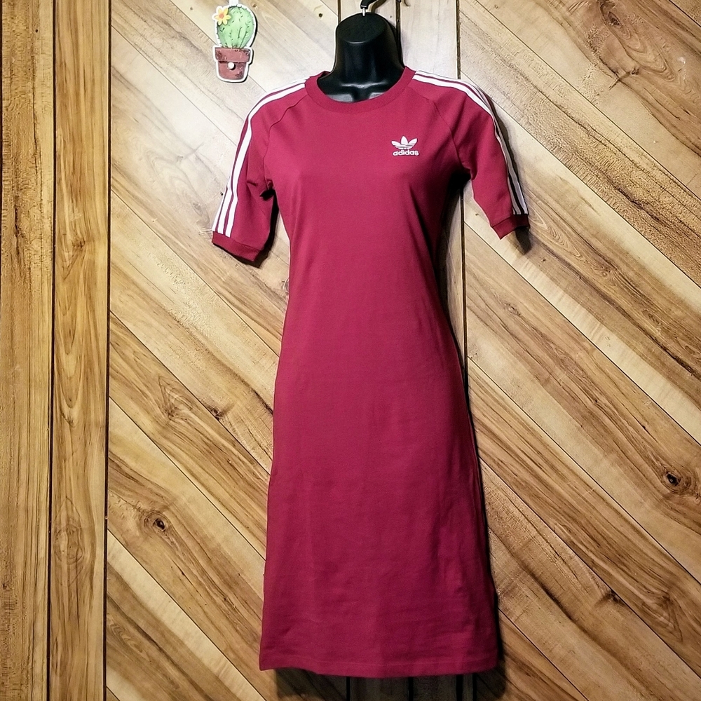 ADIDAS Originals Three Stripe Midi Ruby Dress - Picture 11 of 16